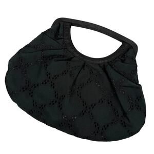 LOFT Black Eyelet Cutout Mini Handbag Cottagecore Spring Summer Occasion